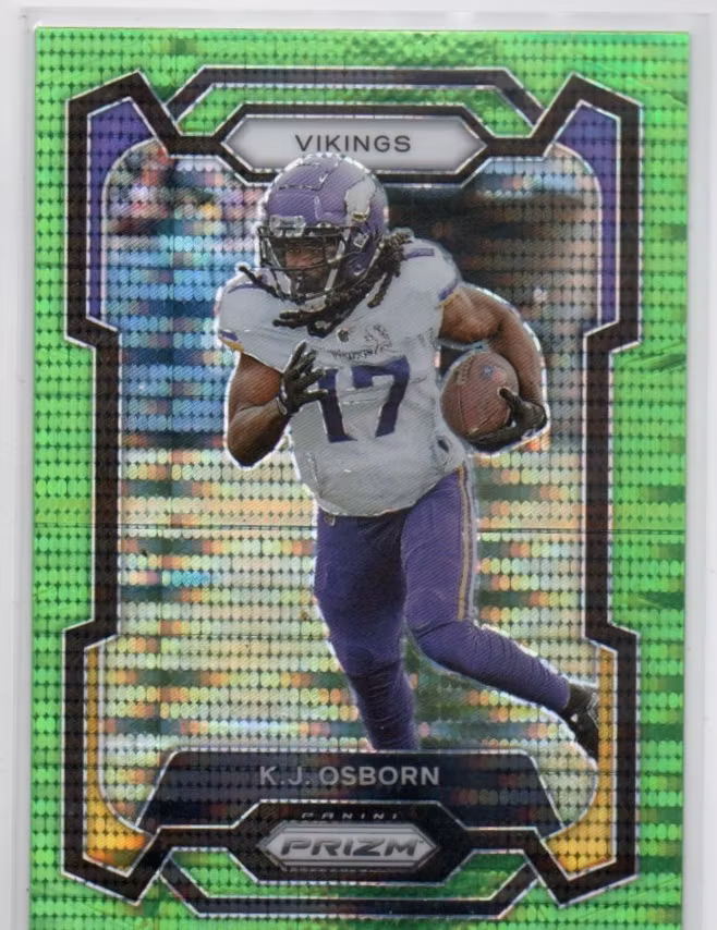 2023 Panini Prizm Prizms Neon Green Pulsar #194 K.J. Osborn (15-RR10-NFLVIKINGS)