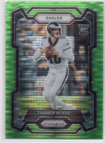 2023 Panini Prizm Prizms Neon Green Pulsar #383 Tanner McKee (15-RR10-NFLEAGLES)