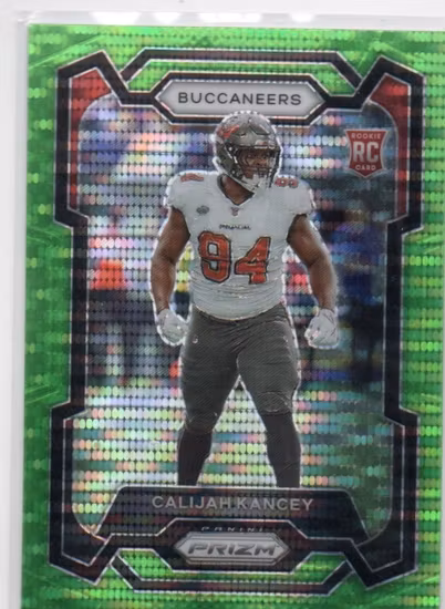 2023 Panini Prizm Prizms Neon Green Pulsar #393 Calijah Kancey (15-RR10-NFLBUCCANEERS)