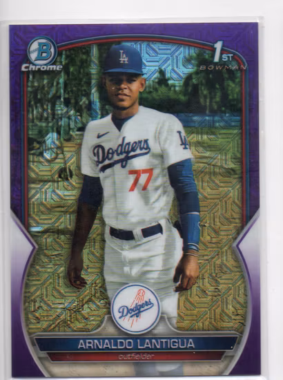 2023 Bowman Chrome Mega Box Prospects Purple Refractors #BCP242 Arnaldo Lantigua (50-SS14-MLBDODGERS)