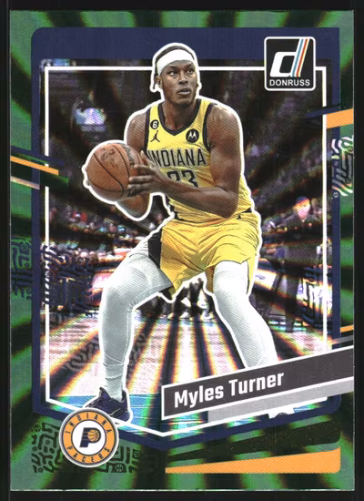 2023-24 Donruss Holo Green Laser #12 Myles Turner (15-RR11-NBAPACERS)