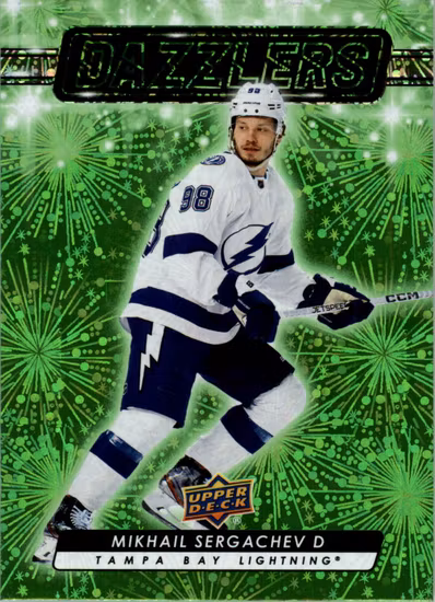 2023-24 Upper Deck Dazzlers Green #DZ82 Mikhail Sergachev (12-U8-NHLLIGHTNING)