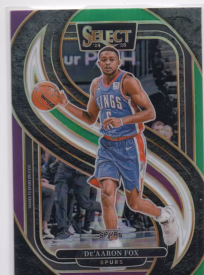 2024-25 Select Green White Purple Prizms #150 De'Aaron Fox (15-SS13-NBASPURS)