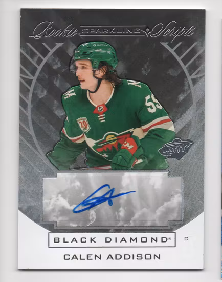 2021-22 Black Diamond Sparkling Rookie Scripts #SCAD Calen Addison (100-A1-NHLWILD)
