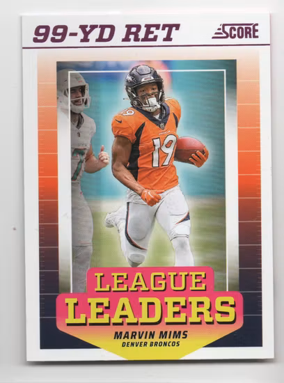 2024 Score League Leaders Pink #2 Marvin Mims (15-A9-NFLBRONCOS)