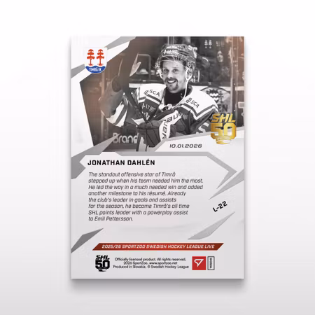 2025-26 Sportzoo SHL Live Series 2 #L-22 JONATHAN DAHLEN