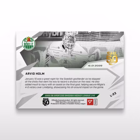 2025-26 Sportzoo SHL Live Series 2 #L-23 ARVID HOLM