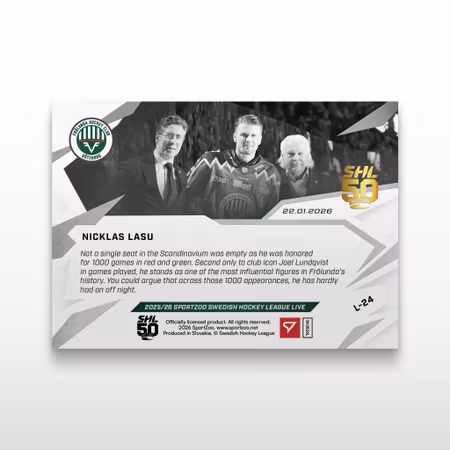 2025-26 Sportzoo SHL Live Series 2 #L-24 NICKLAS LASU