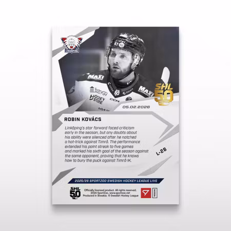 2025-26 Sportzoo SHL Live Series 2 #L-26 ROBIN KOVACS