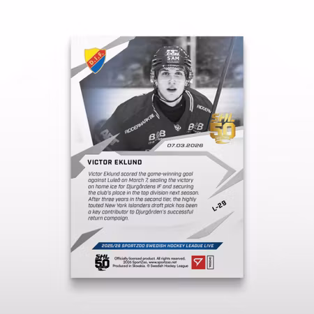 2025-26 Sportzoo SHL Live Series 2 #L-29 VICTOR EKLUND