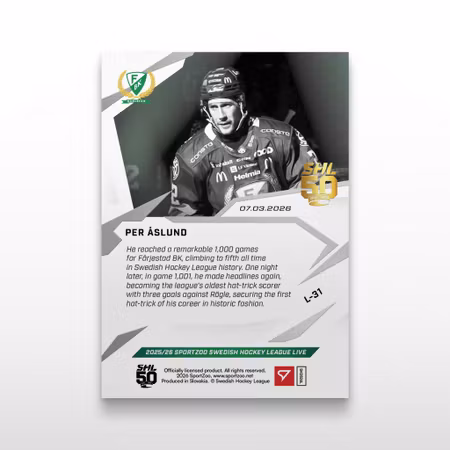 2025-26 Sportzoo SHL Live Series 2 #L-31 PER ÅSLUND