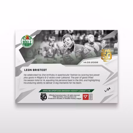 2025-26 Sportzoo SHL Live Series 2 #L-34 LEON BRISTEDT
