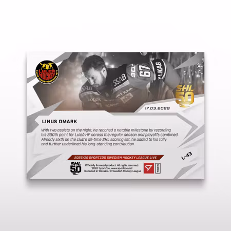 2025-26 Sportzoo SHL Live Series 2 #L-43 LINUS OMARK