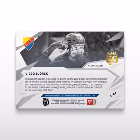 2025-26 Sportzoo SHL Live Series 2 #L-44 VIGGO BJÖRCK