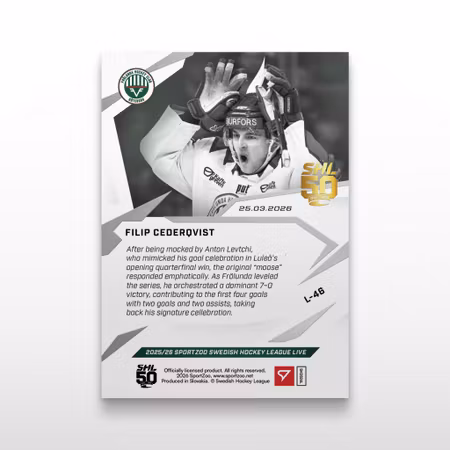 2025-26 Sportzoo SHL Live Series 2 #L-46 FILIP CEDERQVIST