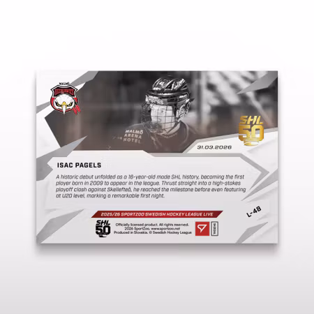 2025-26 Sportzoo SHL Live Series 2 #L-48 ISAC PAGELS