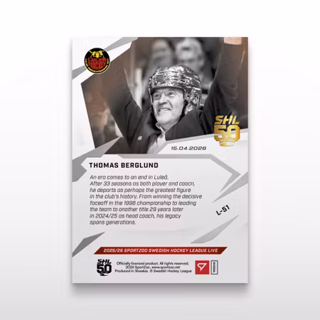 2025-26 Sportzoo SHL Live Series 2 #L-51 THOMAS BERGLUND
