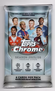 2025-26 Topps Chrome UEFA Club Competitions (One Pack from a Mega Box)