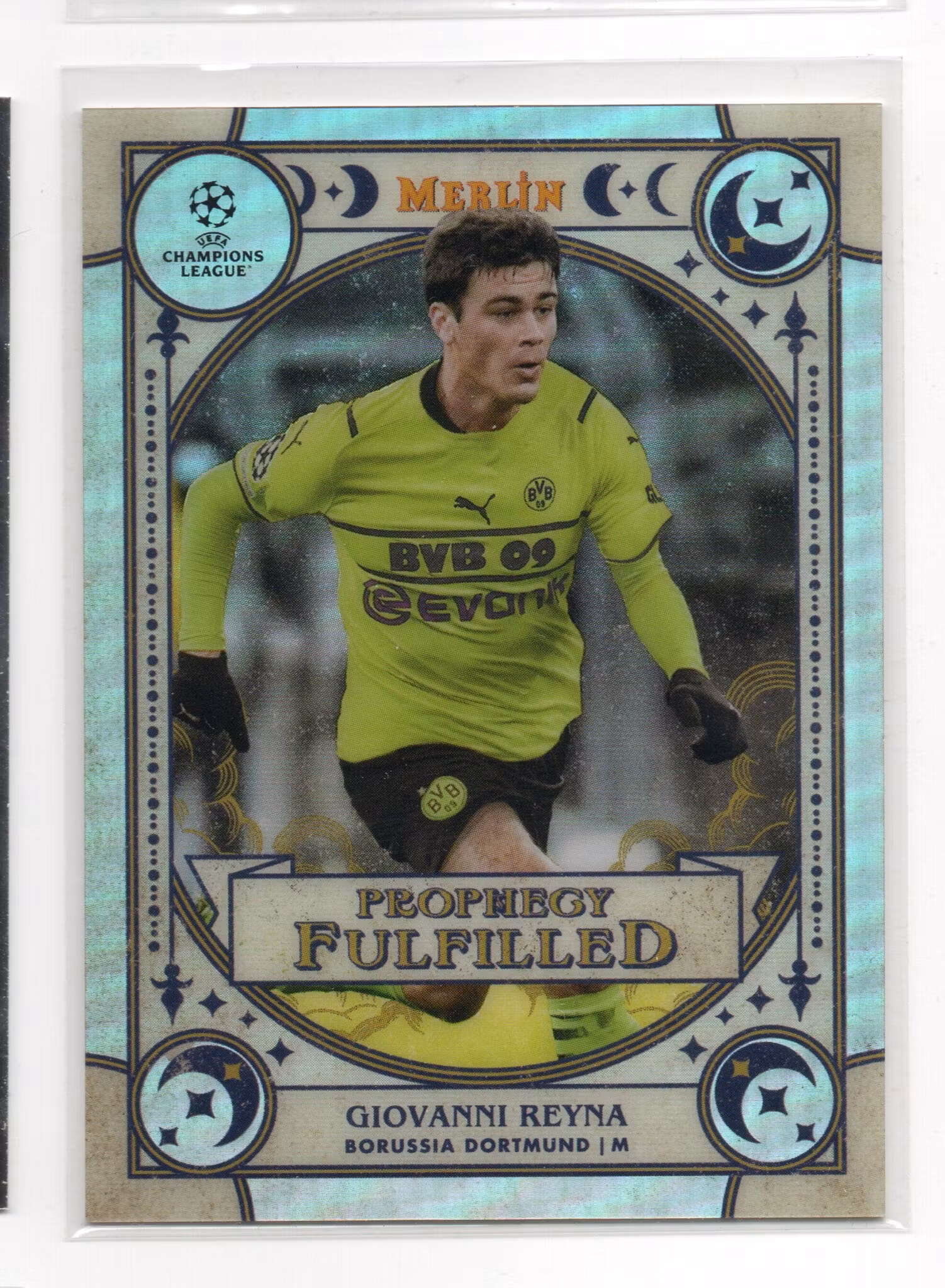2021-22 Merlin UEFA Champions League Prophecy Fulfilled #PF15 Giovanni Reyna (20-J9-DORTMUND)