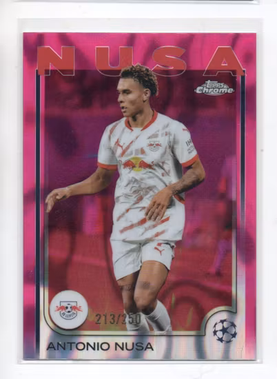 2024-25 Topps Chrome UEFA Club Competitions Pink Lava Refractors #175 Antonio Nusa (20-LL3-LEIPZIG)