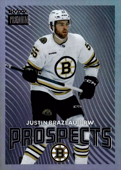 2024-25 Metal Universe Skybox Premium Prospects #PP40 Justin Brazeau (15-Q15-NHLBRUINS)