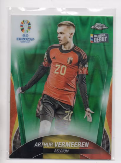 2024 Topps Chrome UEFA Euro Green RayWave Refractors #24 Arthur Vermeeren (20-RR3-BELGIUM)
