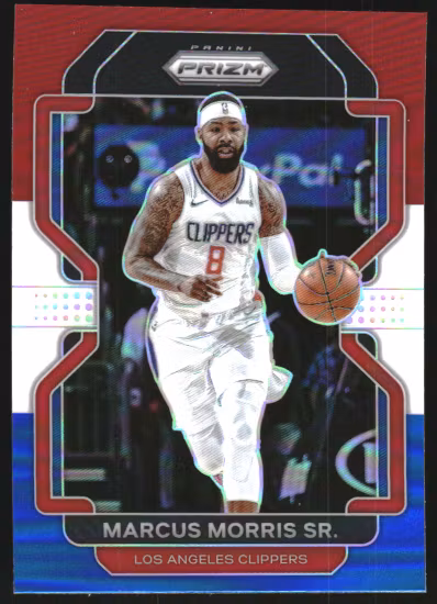 2021-22 Panini Prizm Prizms Red White and Blue #14 Marcus Morris Sr. (12-S15-NBACLIPPERS)