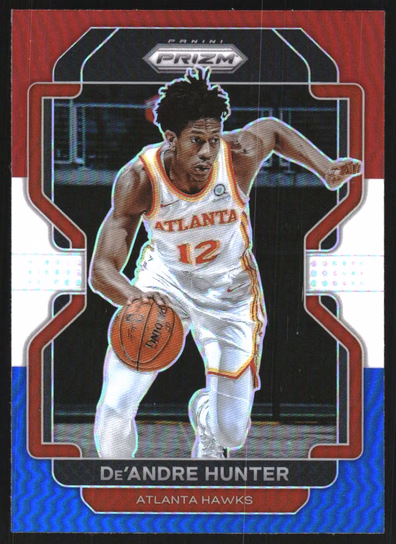 2021-22 Panini Prizm Prizms Red White and Blue #73 De'Andre Hunter (12-S10-NBAHAWKS)