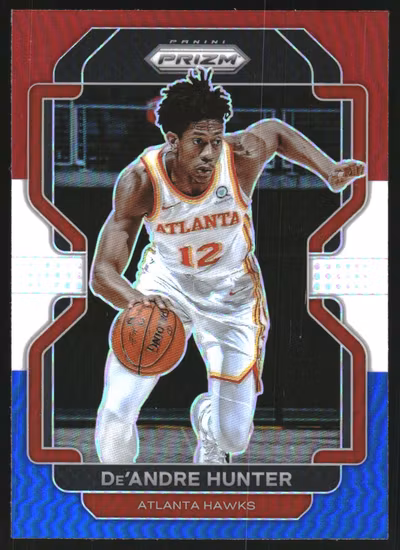 2021-22 Panini Prizm Prizms Red White and Blue #73 De'Andre Hunter (12-S10-NBAHAWKS)