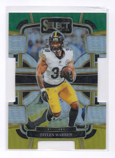 2023 Select Prizm Green and Yellow Die Cut #82 Jaylen Warren (15-I8-NFLSTEELERS)