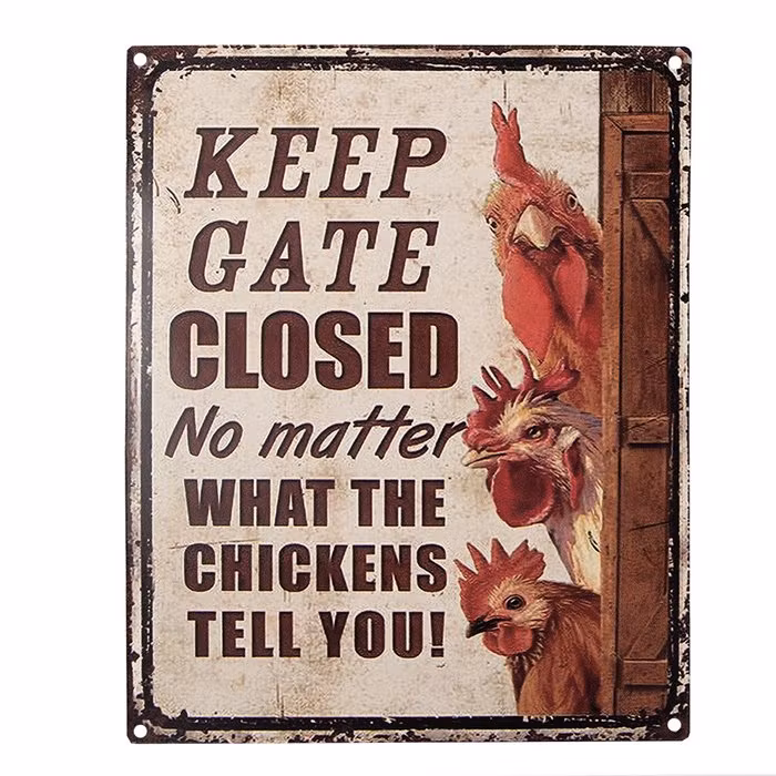 Plåtskylt, chickens