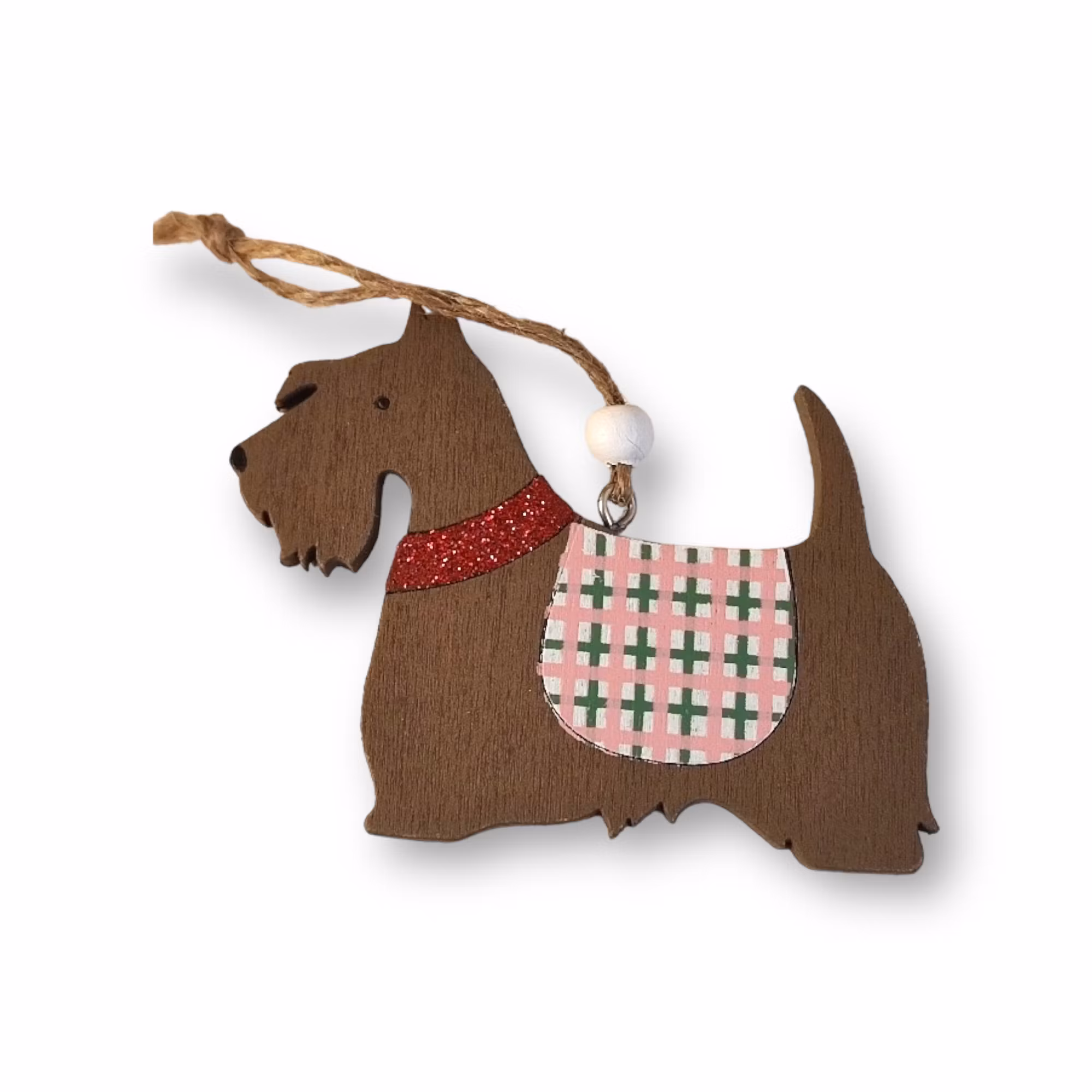 Hund i trä att hänga, terrier