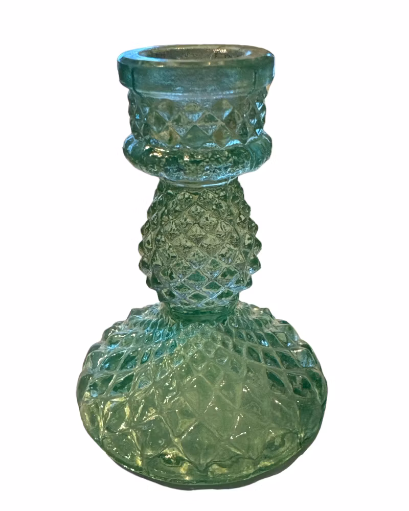 Ljusstake i pressat glas, grön