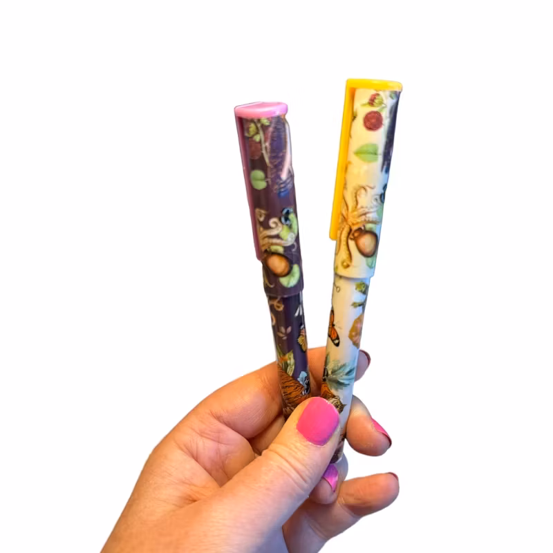 Bläckpennor, 4-pack lila & gul