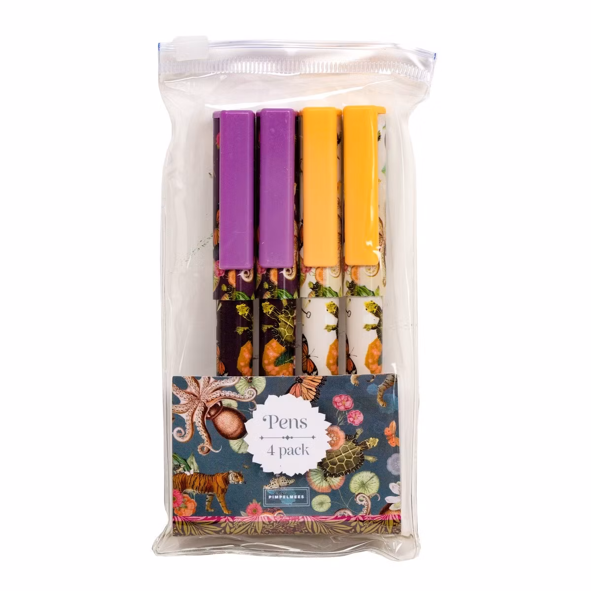Bläckpennor, 4-pack lila & gul