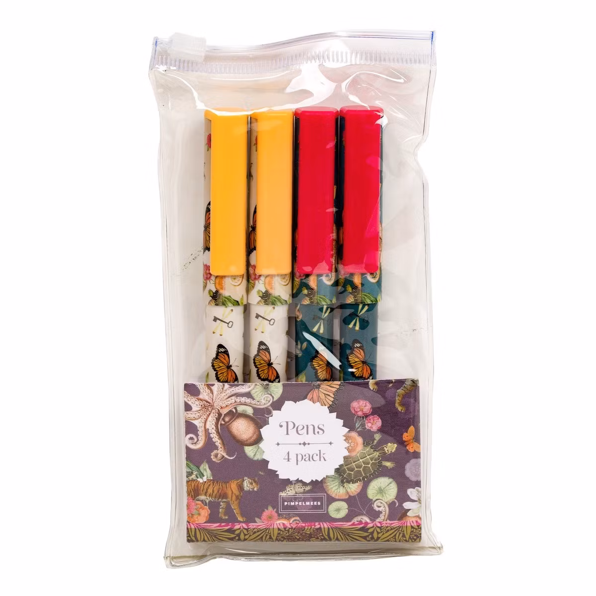 Bläckpennor, 4-pack cerise & gul