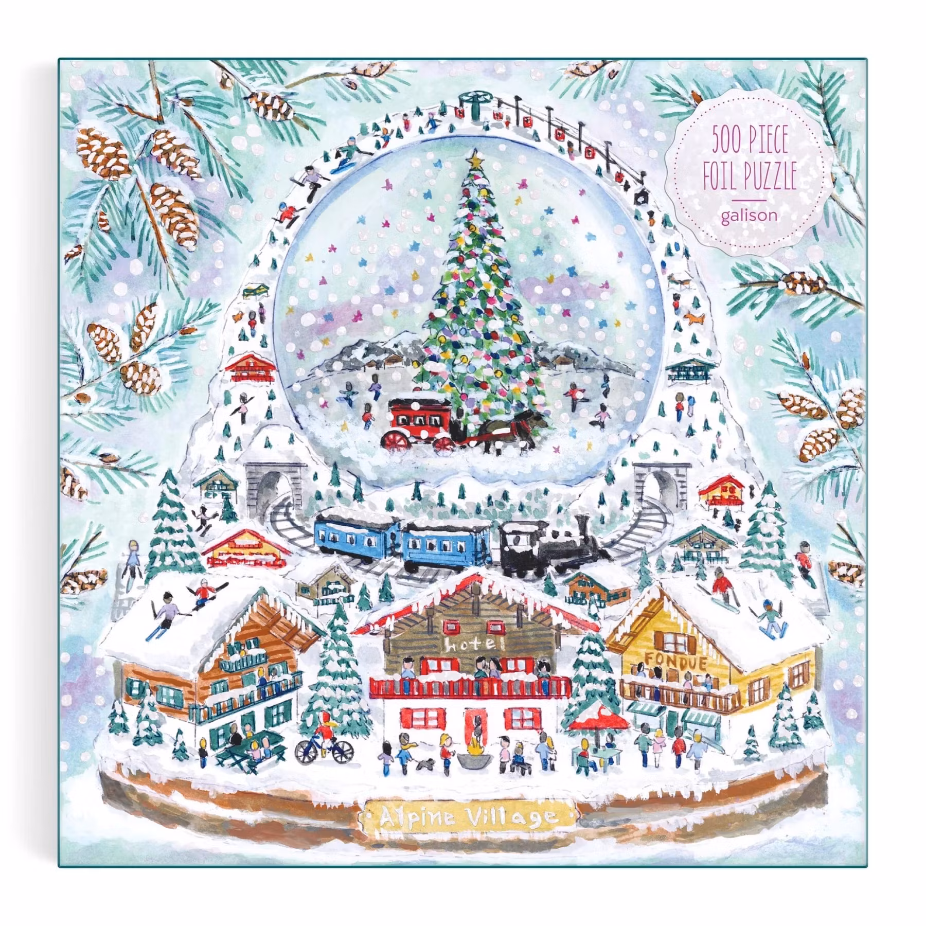 Pussel, Alpine Village Snowglobe 500 bitar