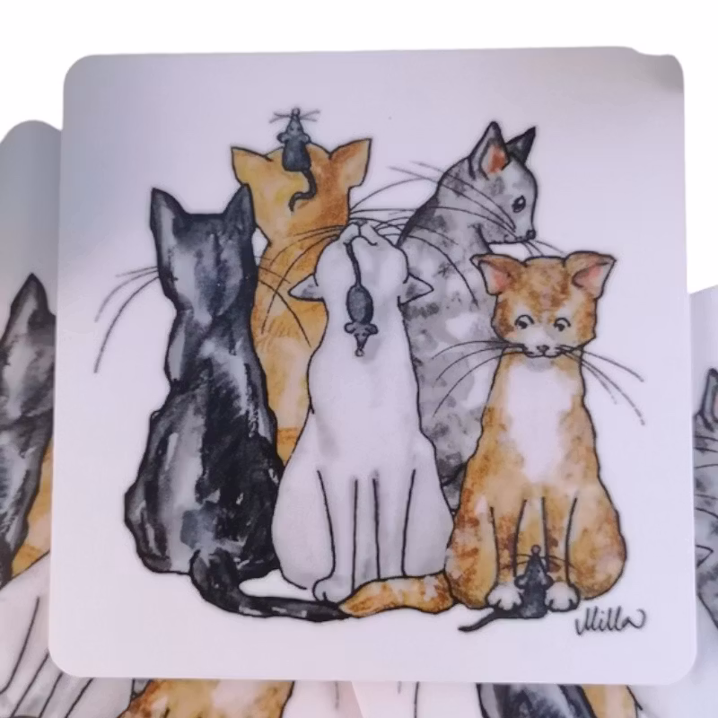 Glasunderlägg, katter