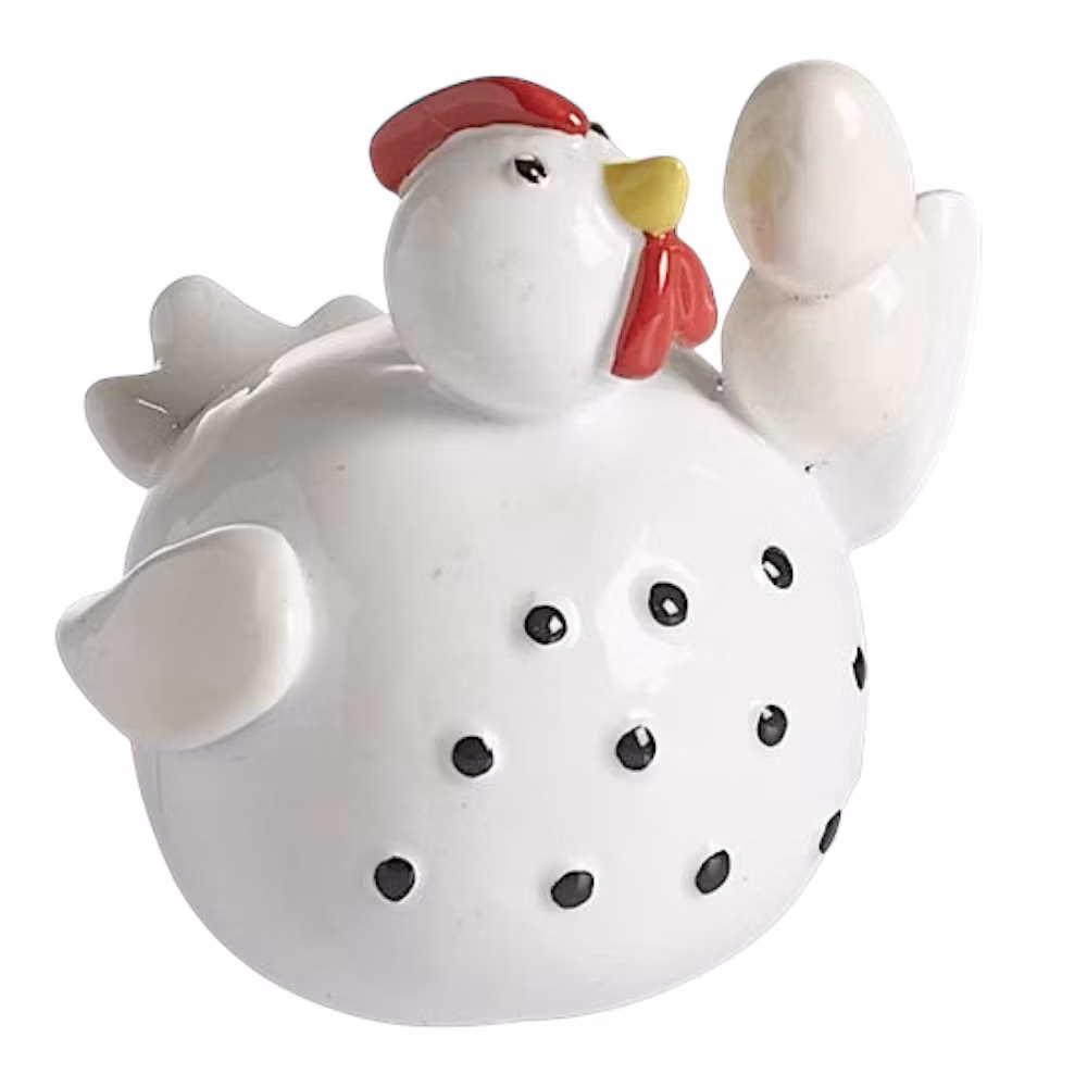 Höna med ägg, vit