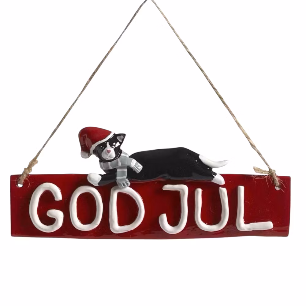 GOD JUL-skylt katten Dolly