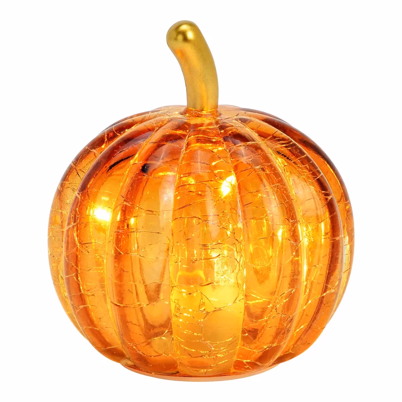 Pumpa i glas med LED-ljus