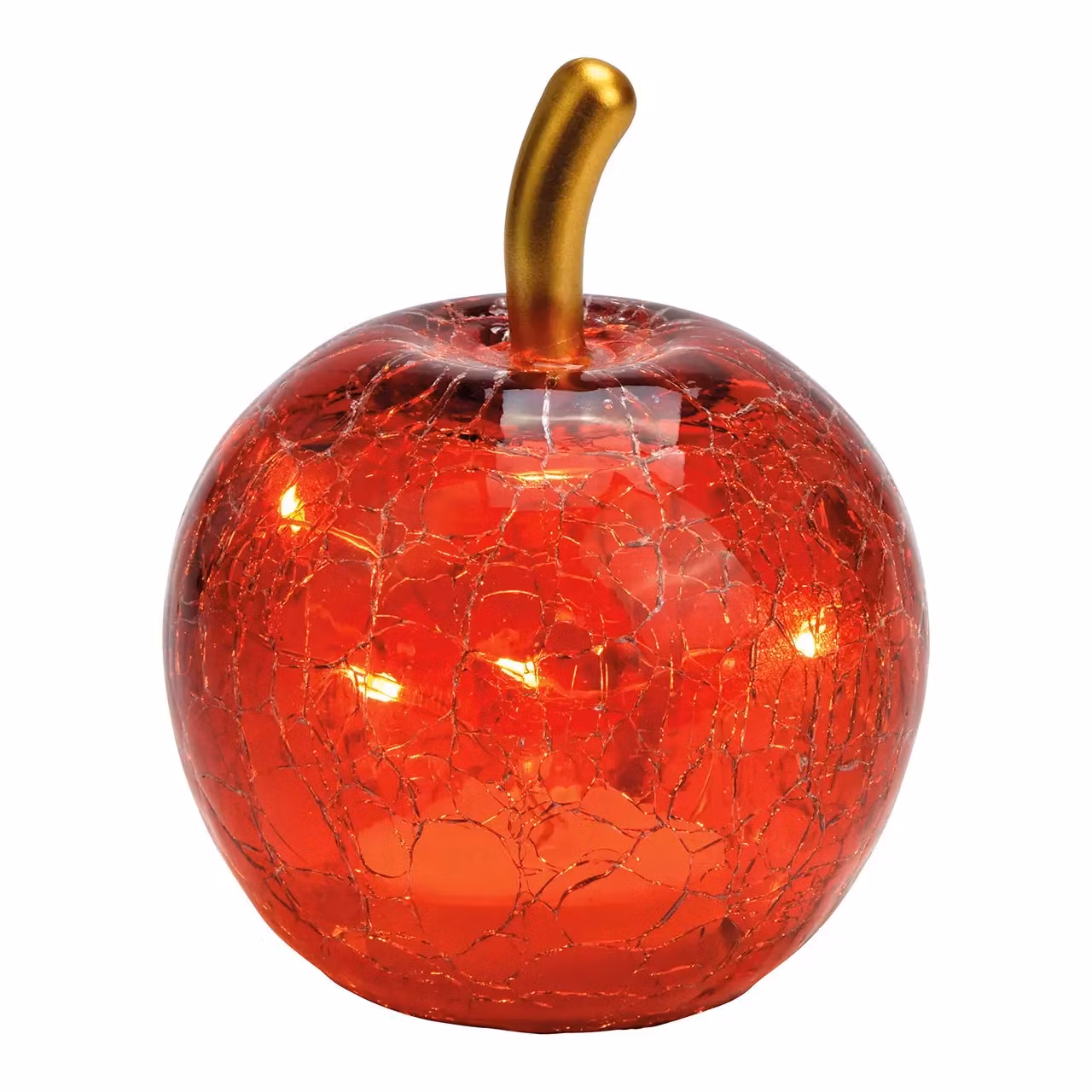 Glasäpple, rött LED-ljus