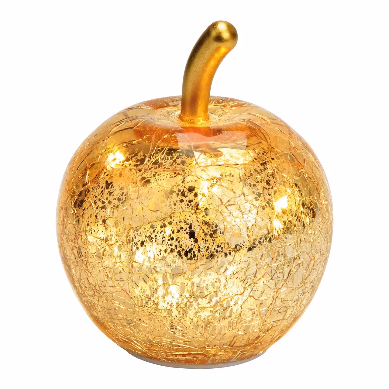 Glasäpple, guld LED-ljus
