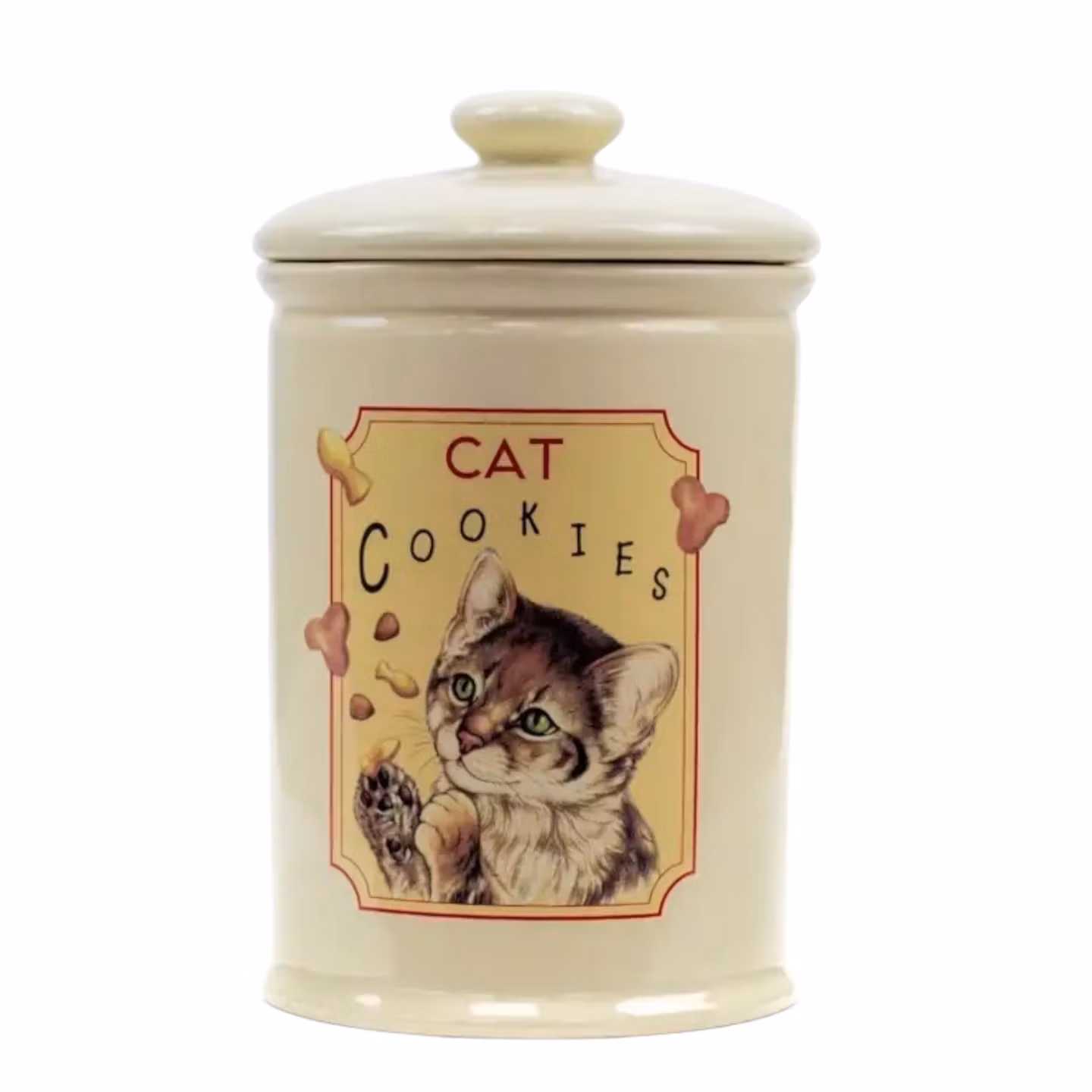 Porslin burk med lock, kattmiotiv