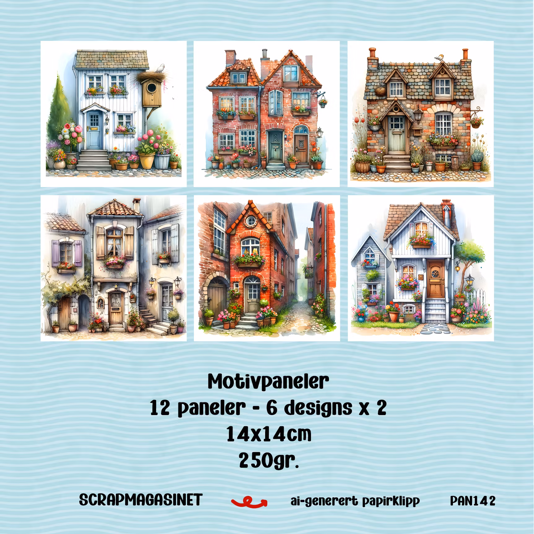Paneler 142 - Pakke med 12 paneler i 14x14cm