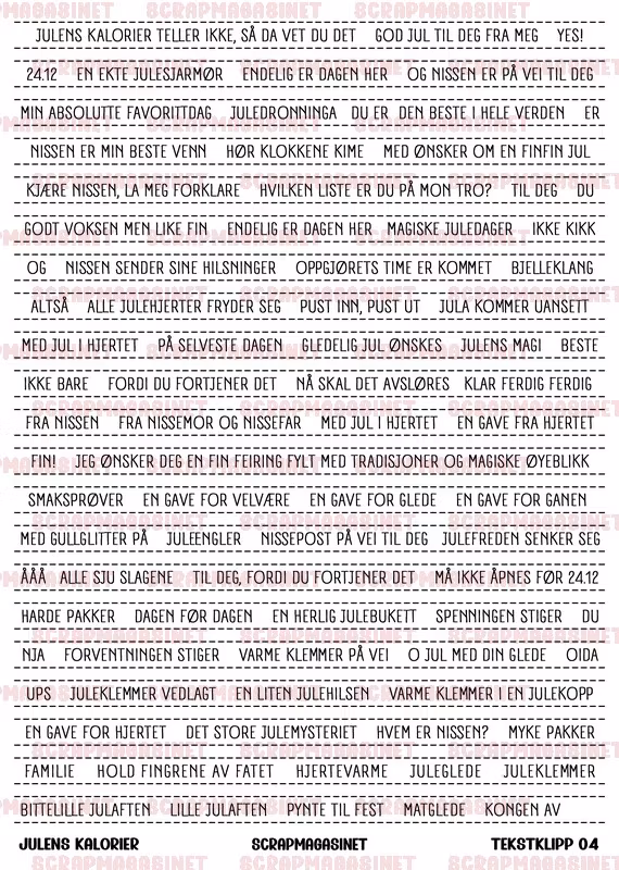 Klippetekster 04 - Julens kalorier - hvit A4
