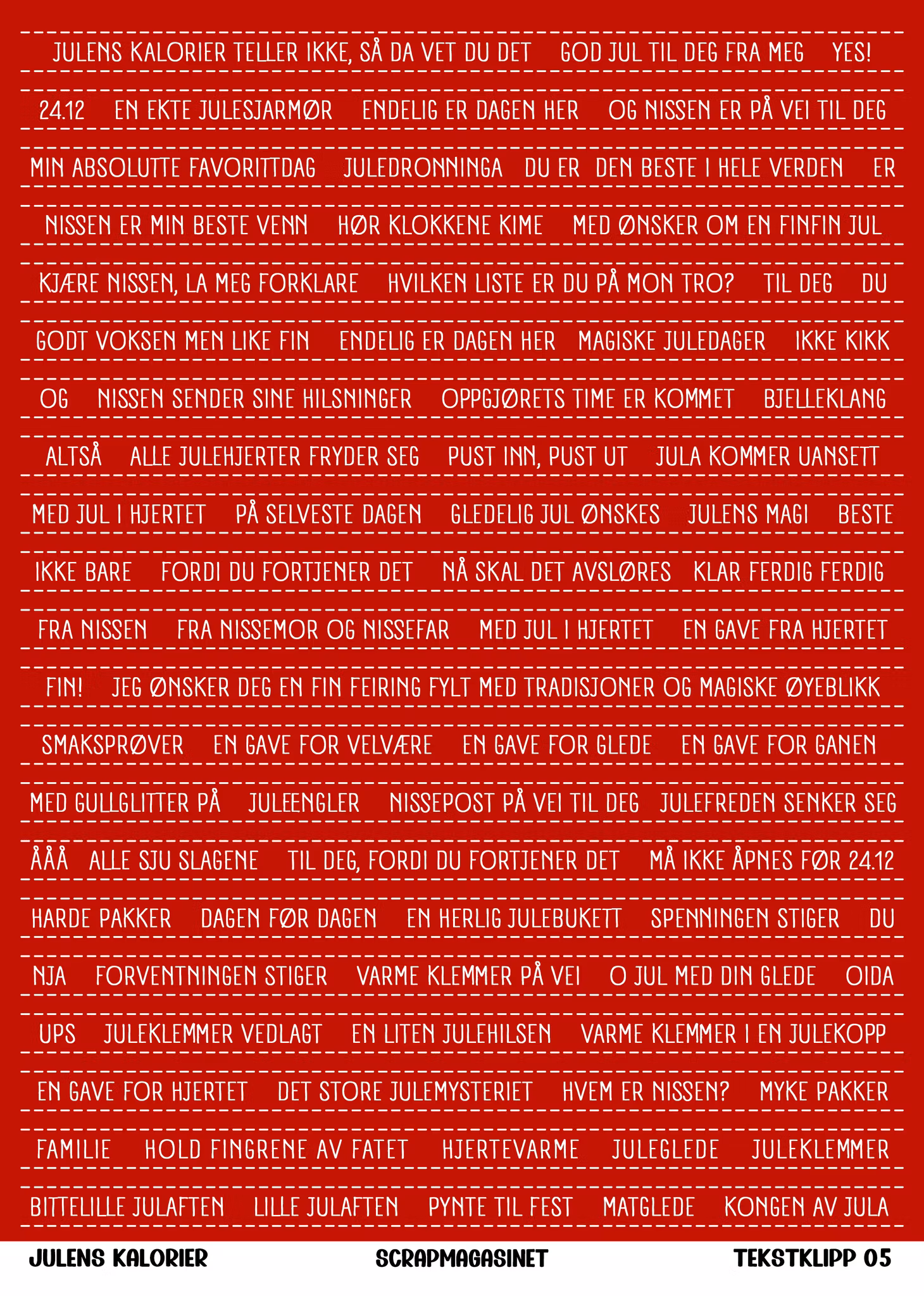 Klippetekster 05 - Julens kalorier - rød A4