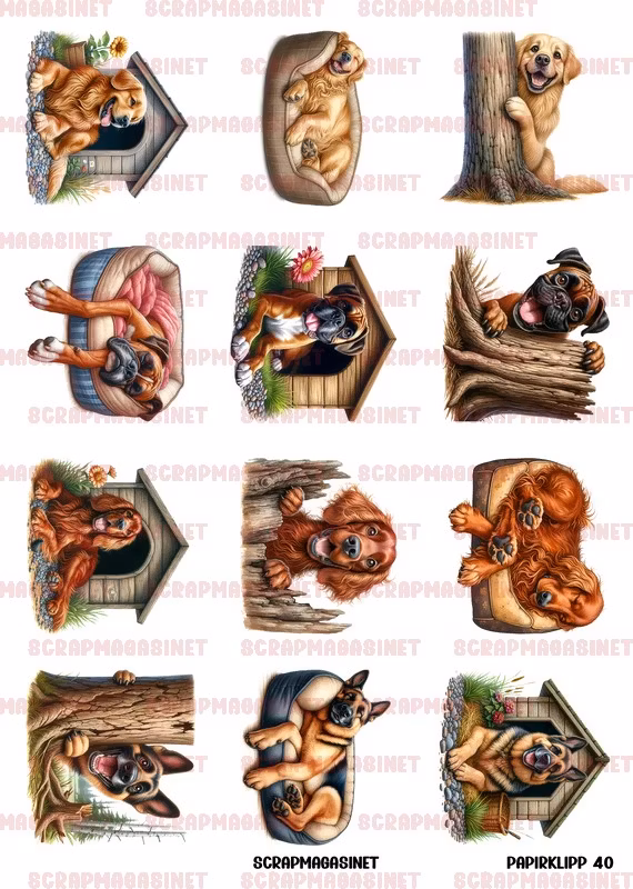 Papirklipp 40 - Golden retriver boxer irsk setter shæfer A4