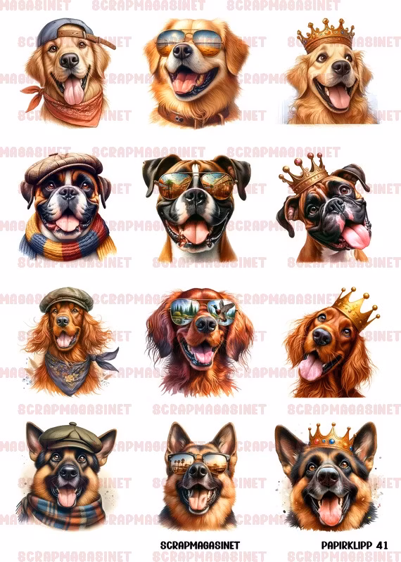 Papirklipp 41 - Golden retriver boxer irsk setter shæfer A4