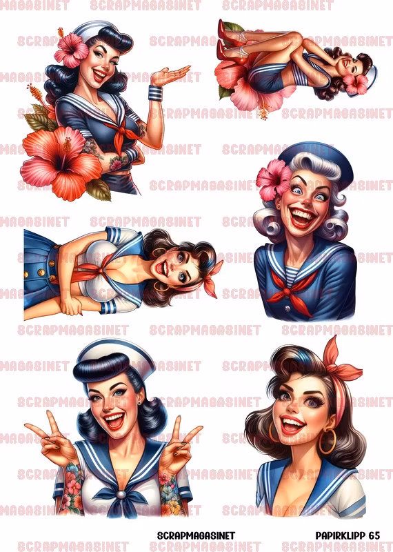 Papirklipp 65 - 50s Sailorchicks A4